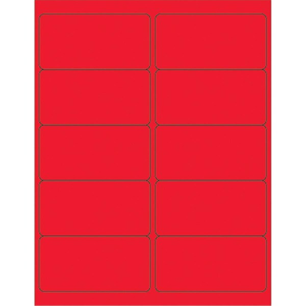Bondad 4 x 2 in. Fluorescent Red Removable Rectangle Laser Labels, 1000PK BO2820049 - main